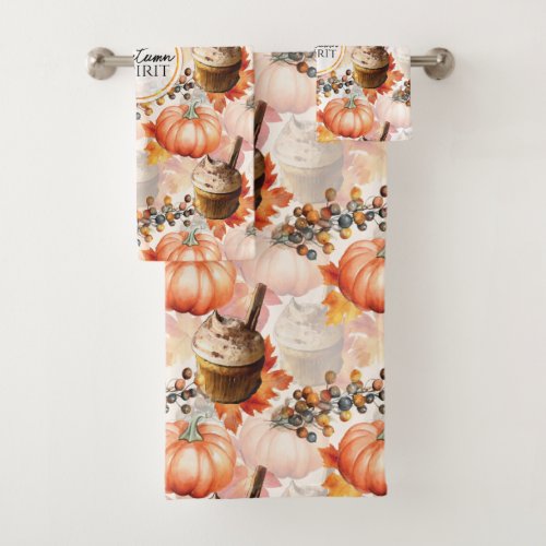 Autumn Spirit Cozy Watercolor Pattern Bath Towel Set