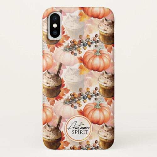 Autumn Spirit Cozy Watercolor Pattern iPhone X Case