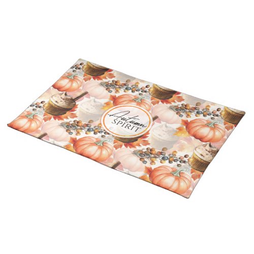 Autumn Spirit Cozy Watercolor Pattern Cloth Placemat