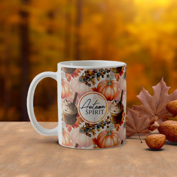 Autumn Spirit Cozy Watercolor Pattern Coffee Mug by LifeInColorStudio at Zazzle
