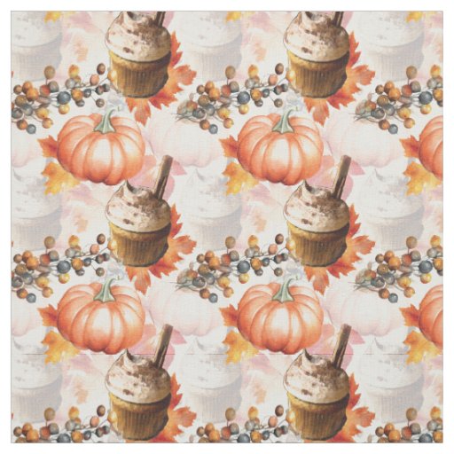 Autumn Spirit Cozy Watercolor Pattern Fabric