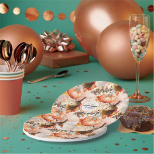 Autumn Spirit Cozy Watercolor Pattern Paper Plates