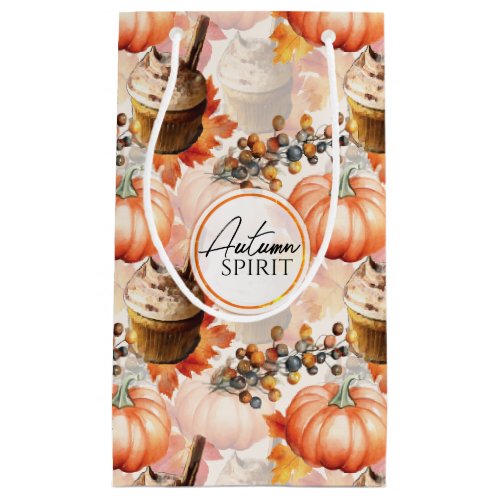 Autumn Spirit Cozy Watercolor Pattern Small Gift Bag