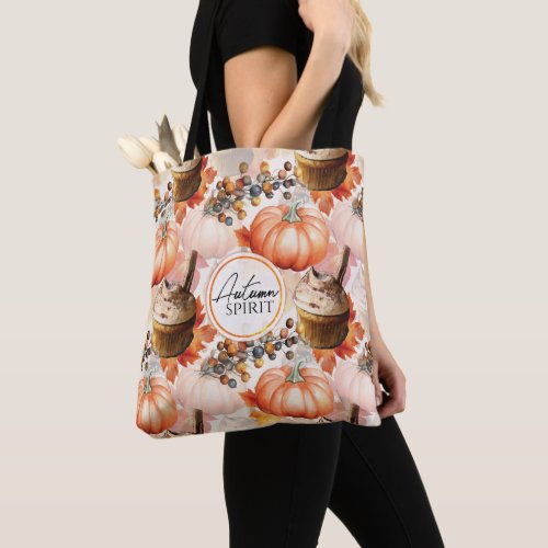 Autumn Spirit Cozy Watercolor Pattern Tote Bag