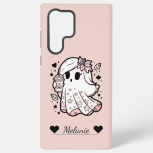 Autumn Spirit: Girly Ghost with Pumpkin Spice Samsung Galaxy S22 Ultra Case