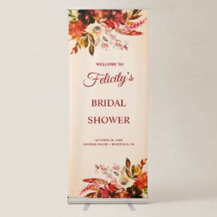 Autumn Splendor Aged Ivory Floral Wedding Retractable Banner