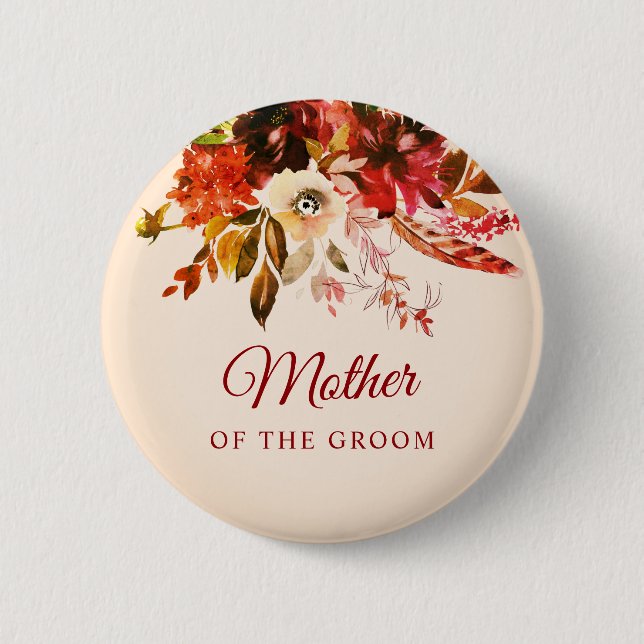 Autumn Splendor Blushed Ivory Mother Of The Groom Button (Front)