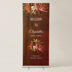 Autumn Splendor Boho Floral Wedding Retractable Banner