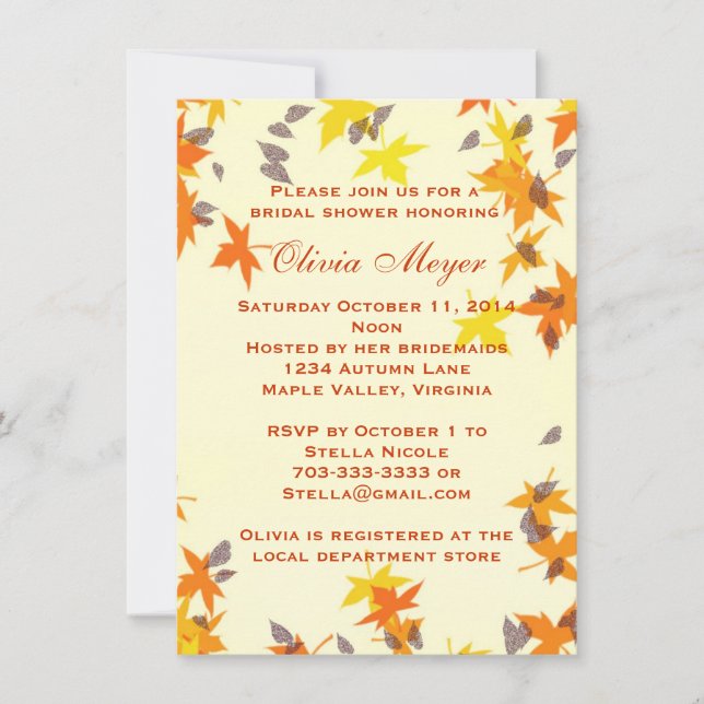 Autumn Splendor Bridal Shower Invitation (Front)