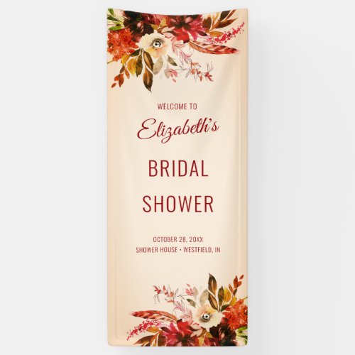 Autumn Splendor Fall Foliage Ivory Bridal Shower Banner