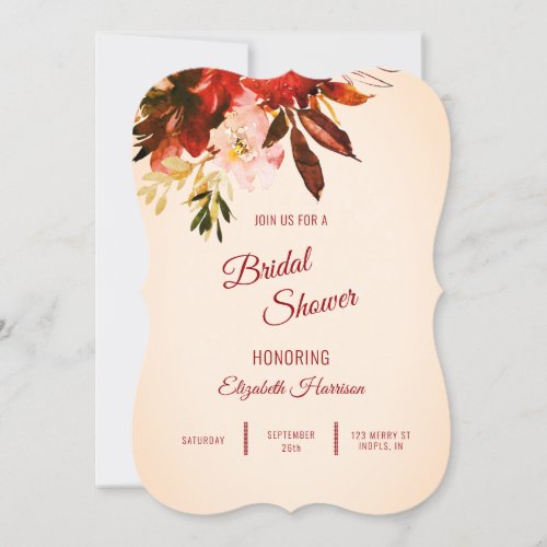 Autumn Splendor Floral Blushed Ivory Bridal Shower Invitation