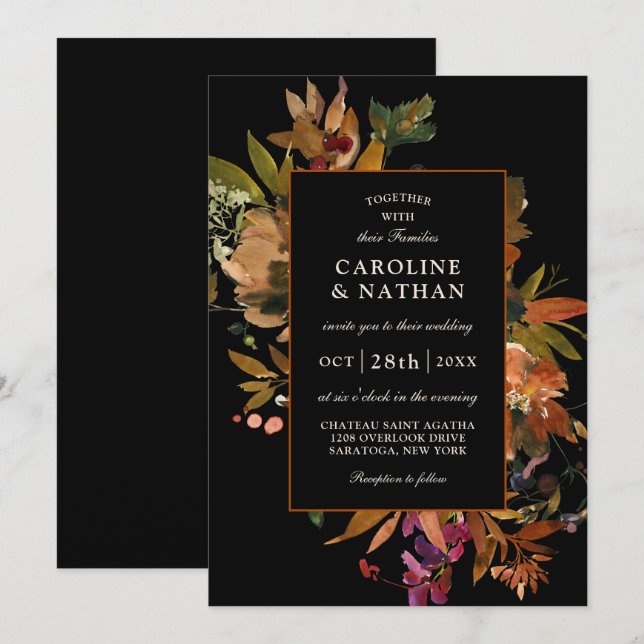 Autumn Splendor Floral Bouquet Invitation (Front/Back)