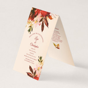 Autumn Splendor Floral Ivory Blush Wedding Program