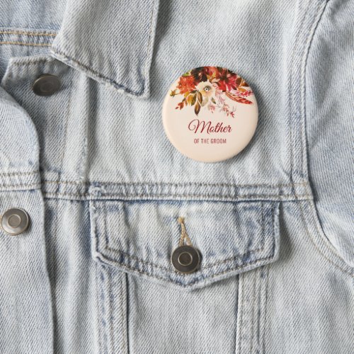 Autumn Splendor Floral Ivory Mother Of The Bride Button