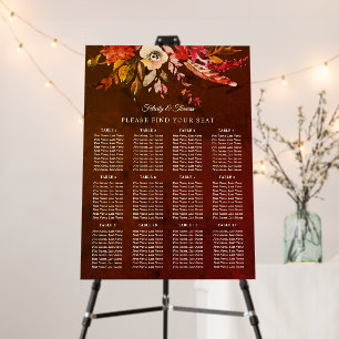 Autumn Splendor Floral Wedding Seating Chart Foam Board