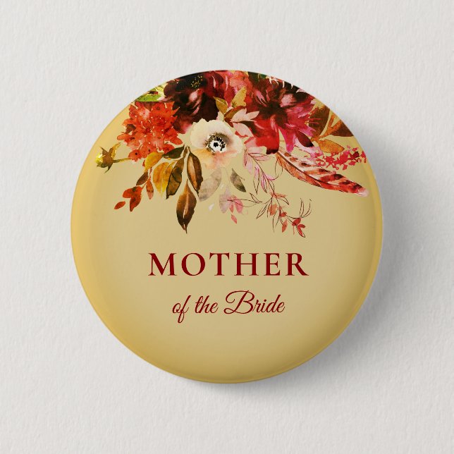 Autumn Splendor Gold Blush Mother Of The Bride Button (Front)