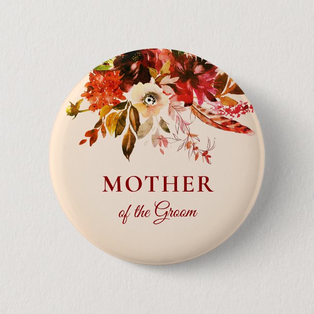 Autumn Splendor Ivory Blush Mother Of The Groom Button (Front)