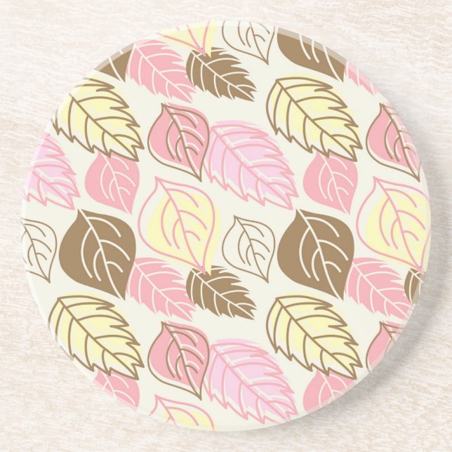Autumn Splendor: Leaf Seamless Pattern Coaster (Front)