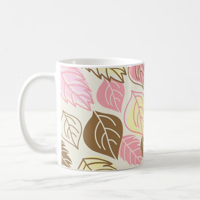Autumn Splendor: Leaf Seamless Pattern Coffee Mug (Left)