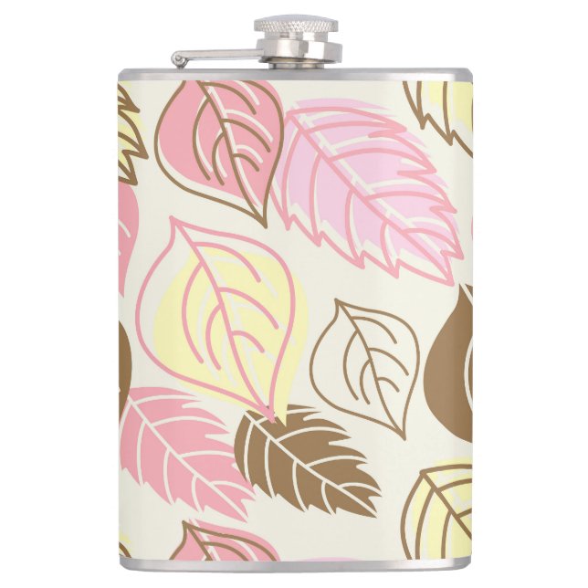 Autumn Splendor: Leaf Seamless Pattern Flask (Front)