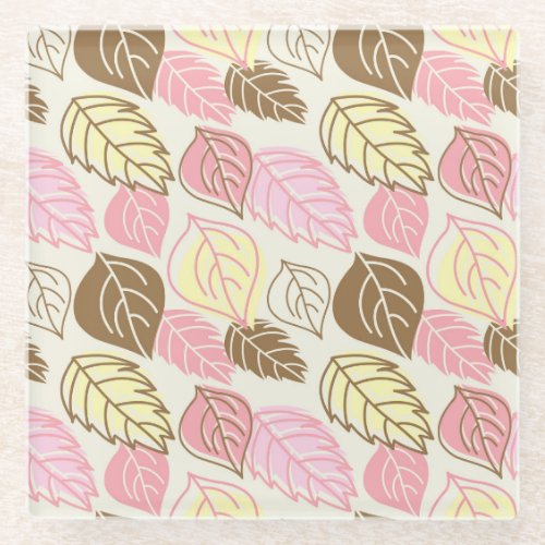 Autumn Splendor Leaf Seamless Pattern Glass Coaster