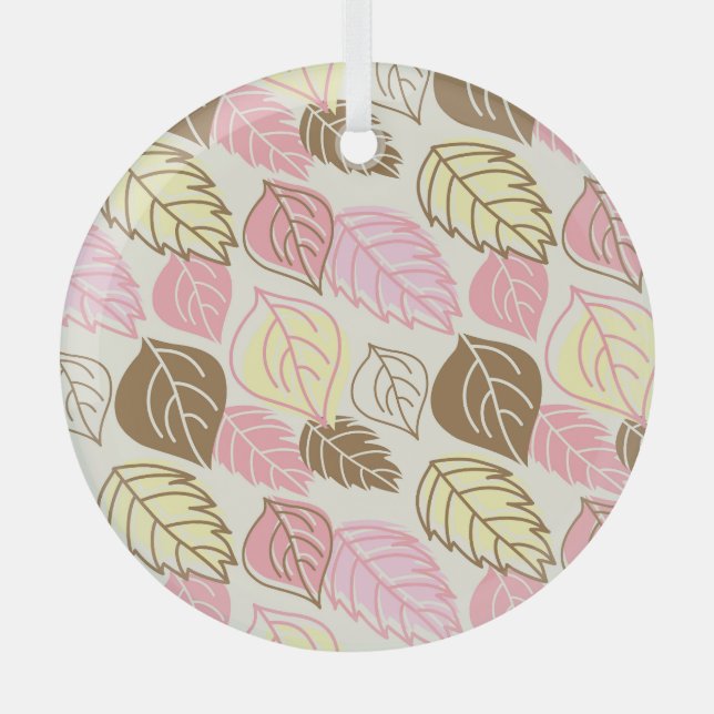 Autumn Splendor: Leaf Seamless Pattern Glass Ornament (Front)