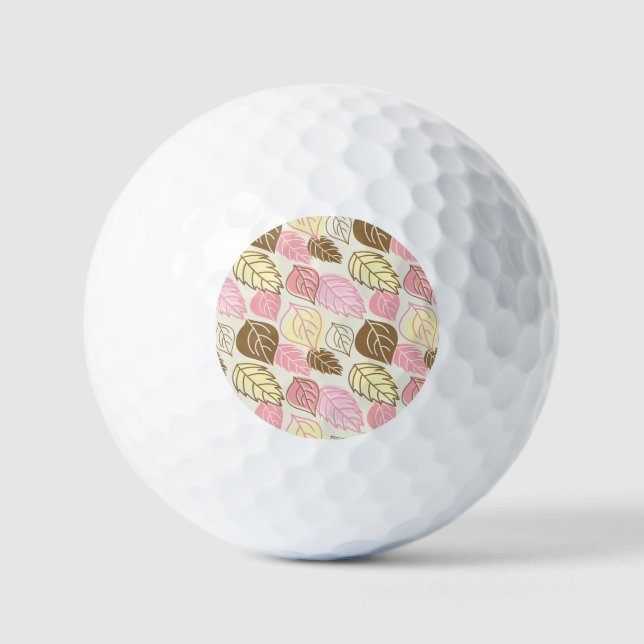 Autumn Splendor: Leaf Seamless Pattern Golf Balls (Front)