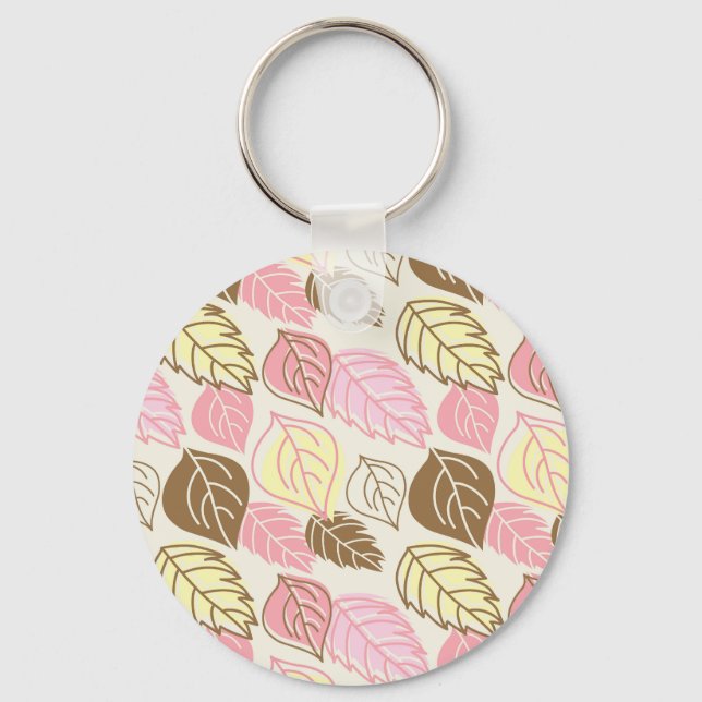 Autumn Splendor: Leaf Seamless Pattern Keychain (Front)