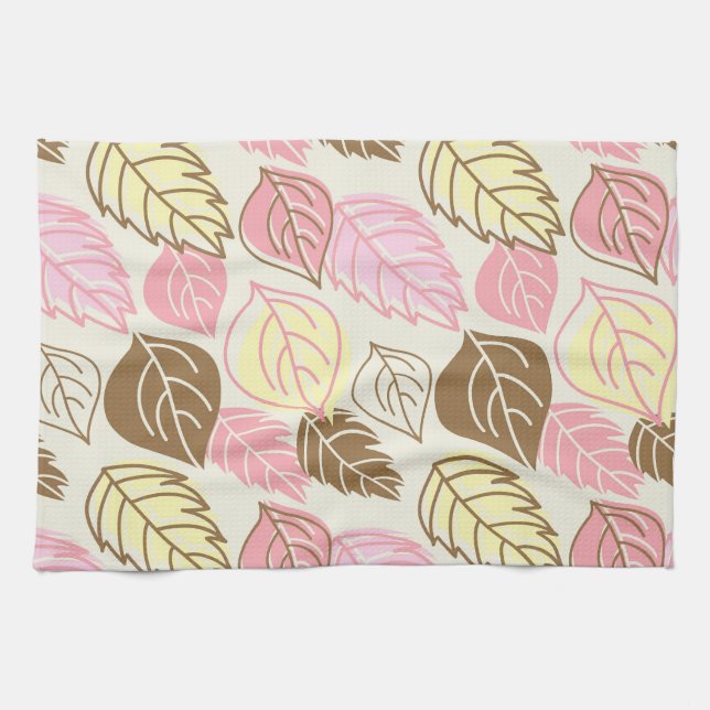 Autumn Splendor: Leaf Seamless Pattern Kitchen Towel (Horizontal)