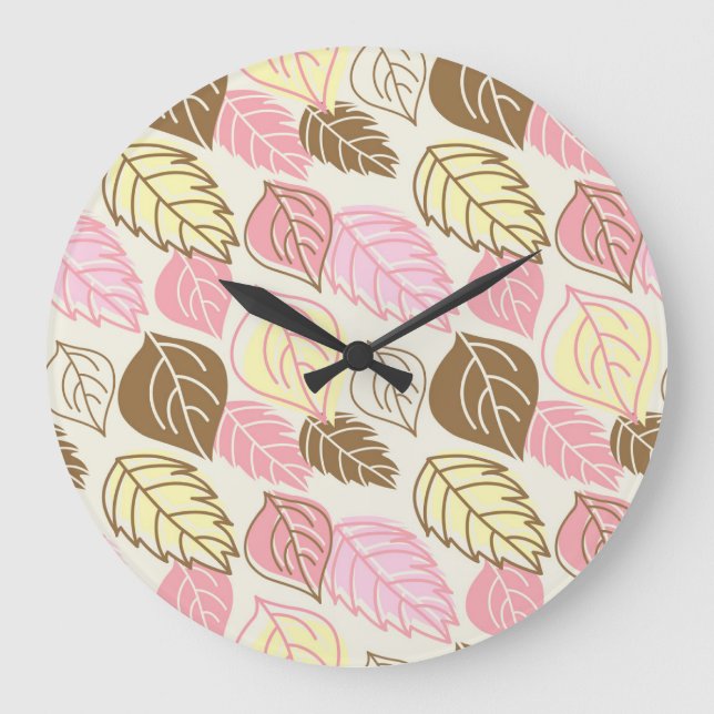 Autumn Splendor: Leaf Seamless Pattern Large Clock (Front)