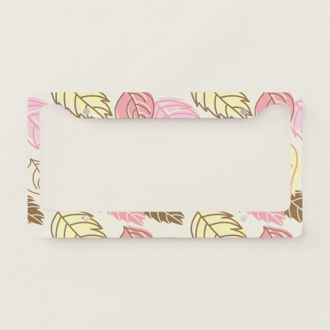 Autumn Splendor: Leaf Seamless Pattern License Plate Frame (Front)