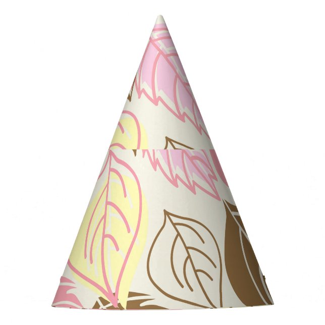 Autumn Splendor: Leaf Seamless Pattern Party Hat (Front)