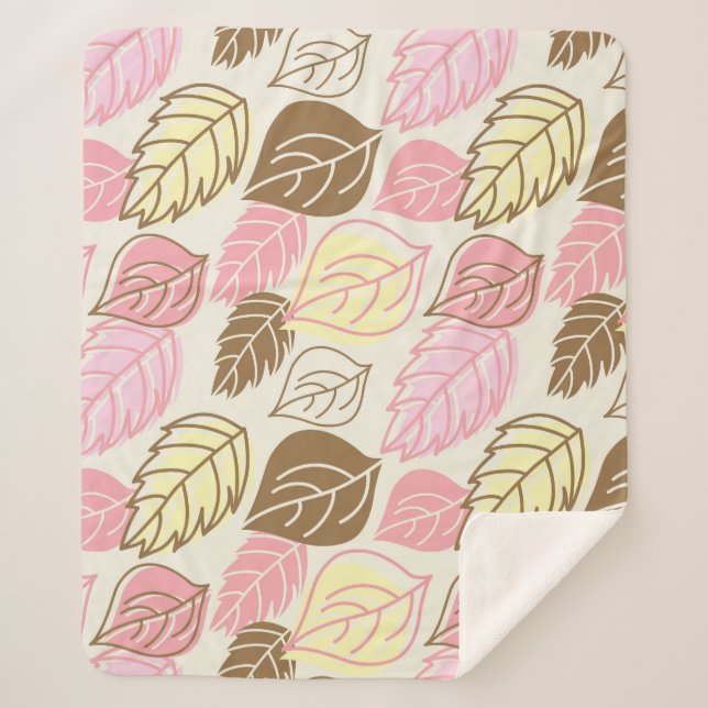 Autumn Splendor: Leaf Seamless Pattern Sherpa Blanket (Front)