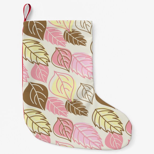 Autumn Splendor: Leaf Seamless Pattern Small Christmas Stocking (Front)