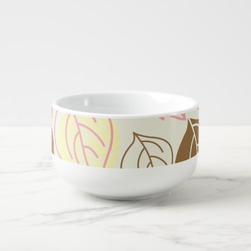 Autumn Splendor Leaf Seamless Pattern Soup Mug