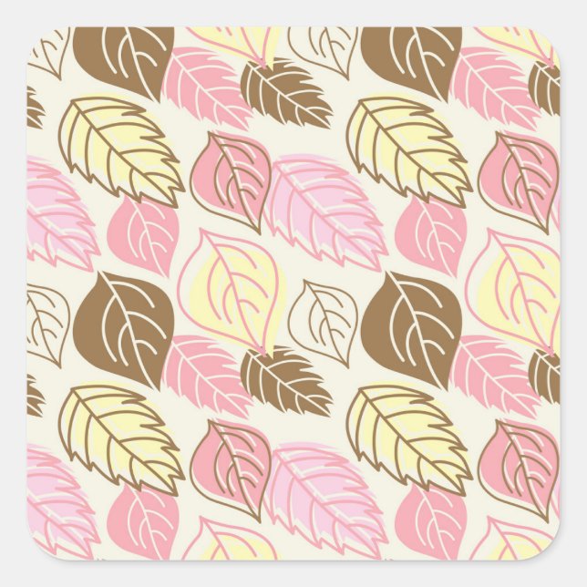 Autumn Splendor: Leaf Seamless Pattern Square Sticker (Front)