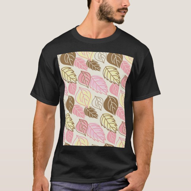Autumn Splendor: Leaf Seamless Pattern T-Shirt (Front)