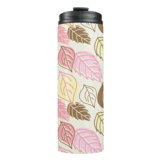 Autumn Splendor: Leaf Seamless Pattern Thermal Tumbler (Front)