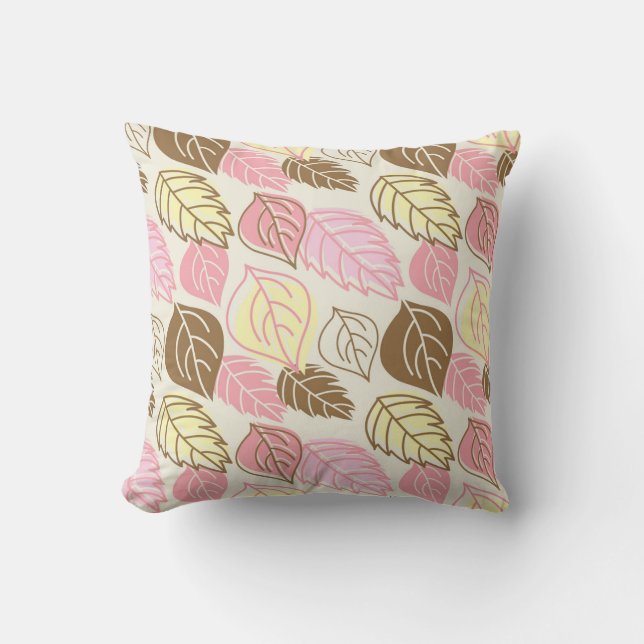 Autumn Splendor: Leaf Seamless Pattern Throw Pillow (Front)