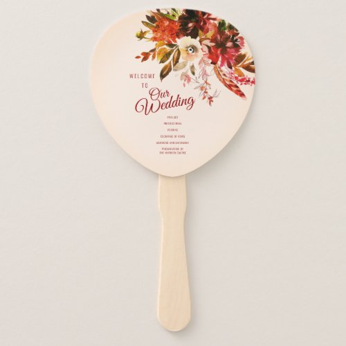 Autumn Splendor Our Wedding Ivory Wedding Program Hand Fan