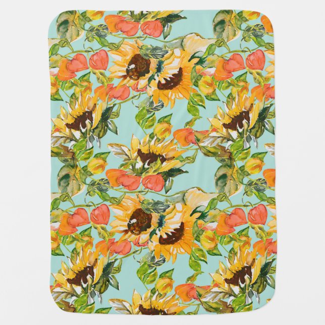 Autumn Splendor: Seamless Nature Pattern Baby Blanket (Front)