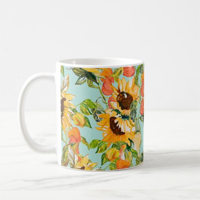 Autumn Splendor: Seamless Nature Pattern Coffee Mug (Left)