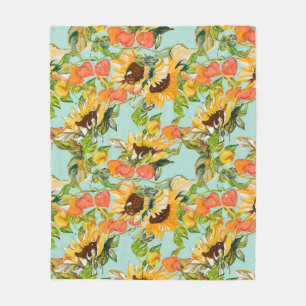 Autumn Splendor: Seamless Nature Pattern Fleece Blanket
