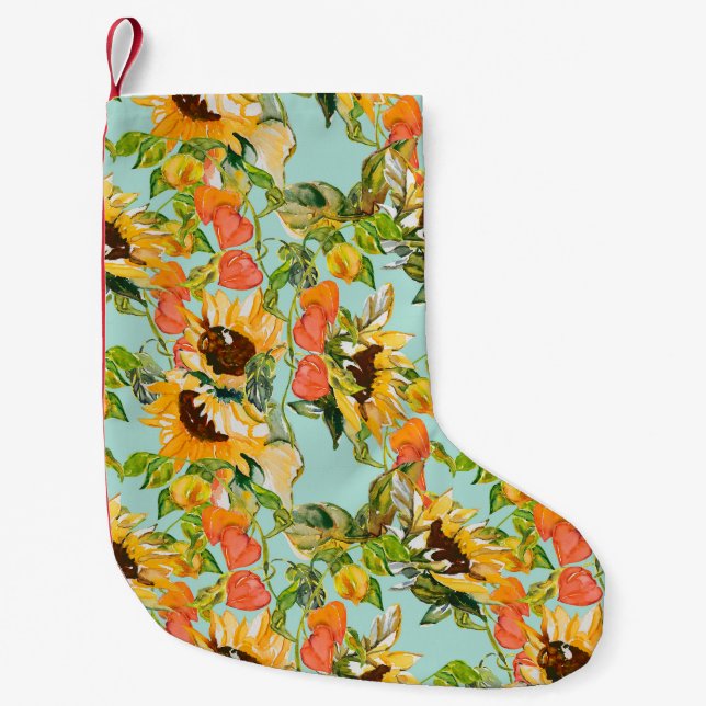 Autumn Splendor: Seamless Nature Pattern Small Christmas Stocking (Front)