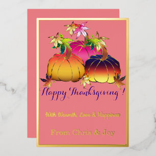 Autumn Splendor Whimsical Thanksgiving Foil Holiday Card