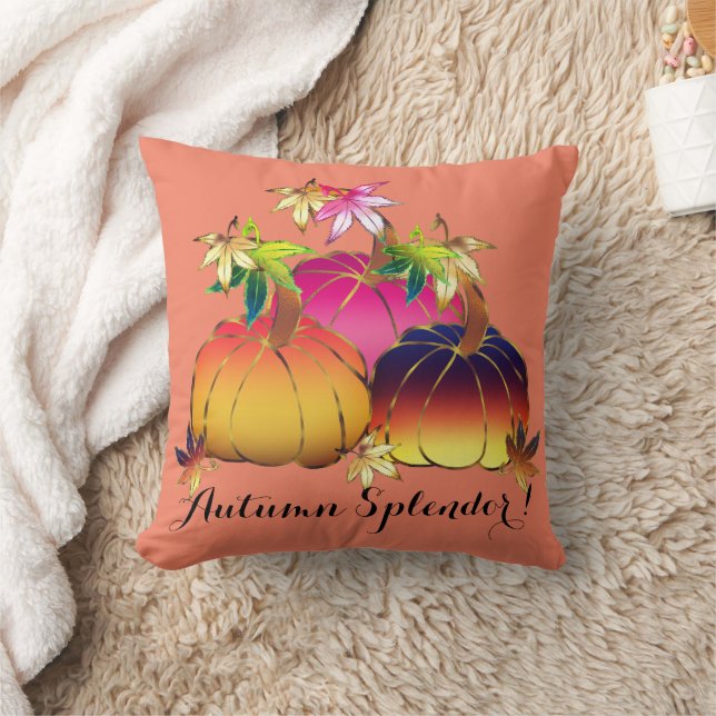 Autumn Splendor Whimsical Throw Pillow (Blanket)