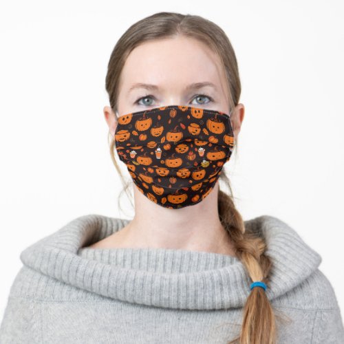 Autumn Spooky Pumpkin Pizzazz Party Adult Cloth Face Mask