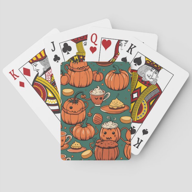 Autumn Spooky Pumpkin Pizzazz Party Poker Cards (Back)