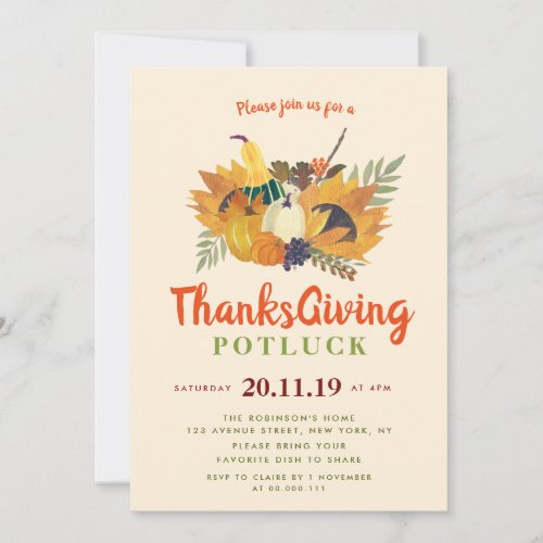 Autumn spread thanksgiving potluck invitation