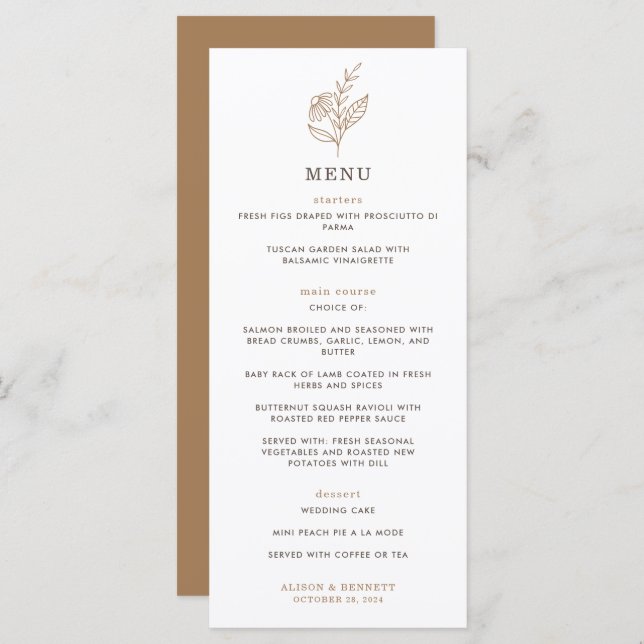 Autumn Sprig Fall Wedding Menu (Front/Back)